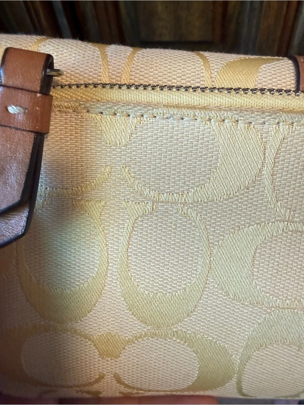 Authentic Coach Cream and Saddle Brown Shoulder Bag